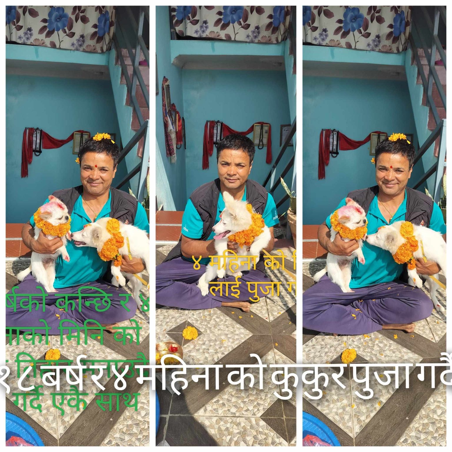 सञ्चारकर्मी तथा समाजसेवी राजन थापाले पनि १८ वर्षको कुकुर र चार महिनाको दुईटा कुकुरलाई पूजा गरेर कुकुर तिहार मनाए