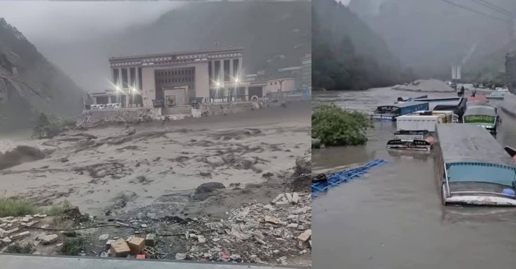 रसुवागढीमा बाढी: ६ चिनियाँसहित १८ जना बेपत्ता, मितेरी पुल पूर्ण रूपमा क्षतिग्रस्त