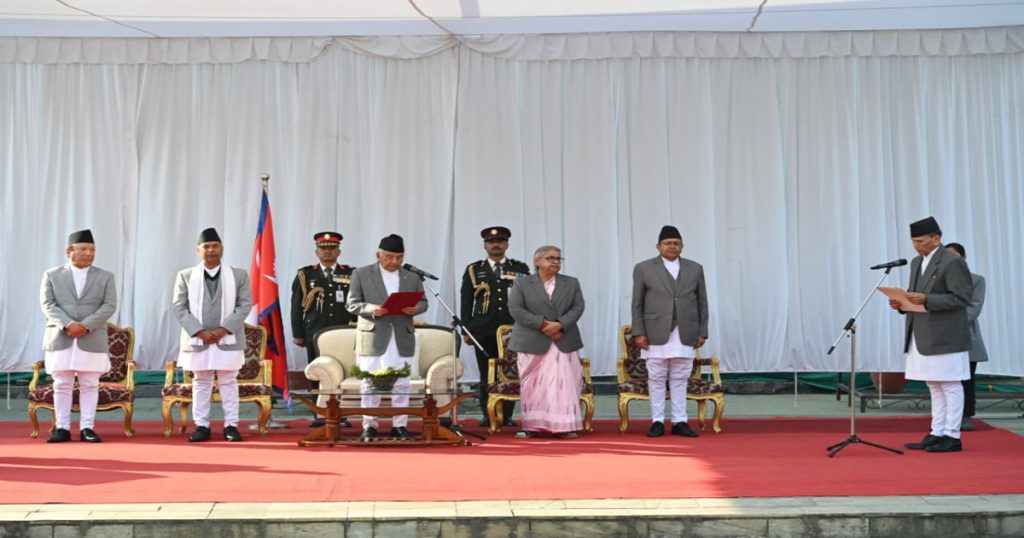 चौथोपटक मन्त्रिपरिषद बिस्तार, परराष्ट्रमन्त्री शर्माद्वारा पद तथा गोपनीयताको शपथ
