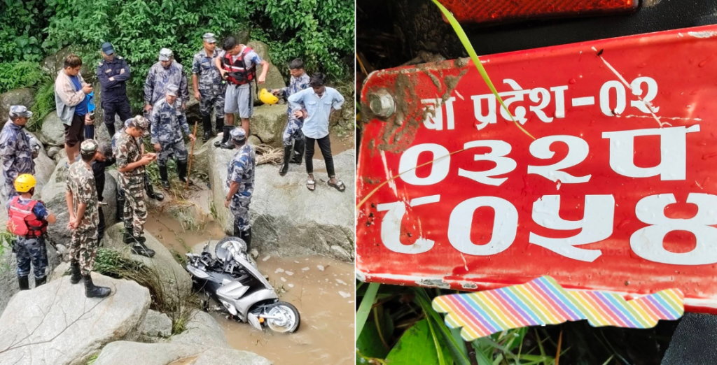 सिमखोलाको बाढीले बगाएको स्कुटर भेटियो, चालक अझै बेपत्ता